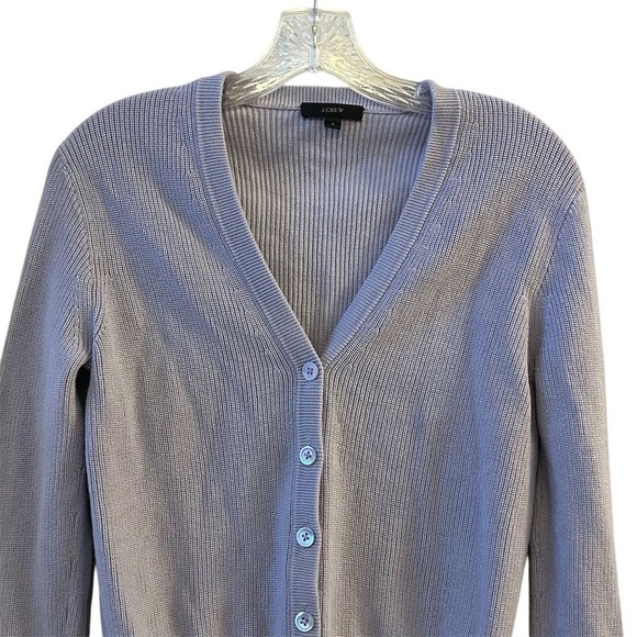 J Crew Light Purple Ribbed Cardigan Button Down V-Neck Size S - Picture 2 of 9